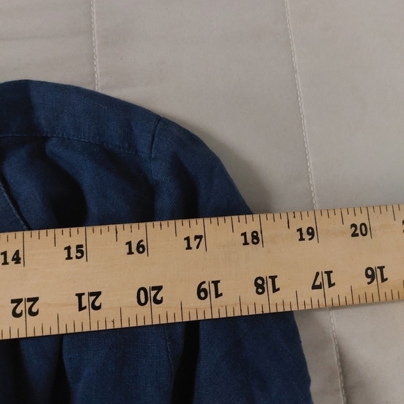 UNTUCKit her short sleeve navy 100% linen midi dress nancy button dress belt 2 - Picture 12 of 16